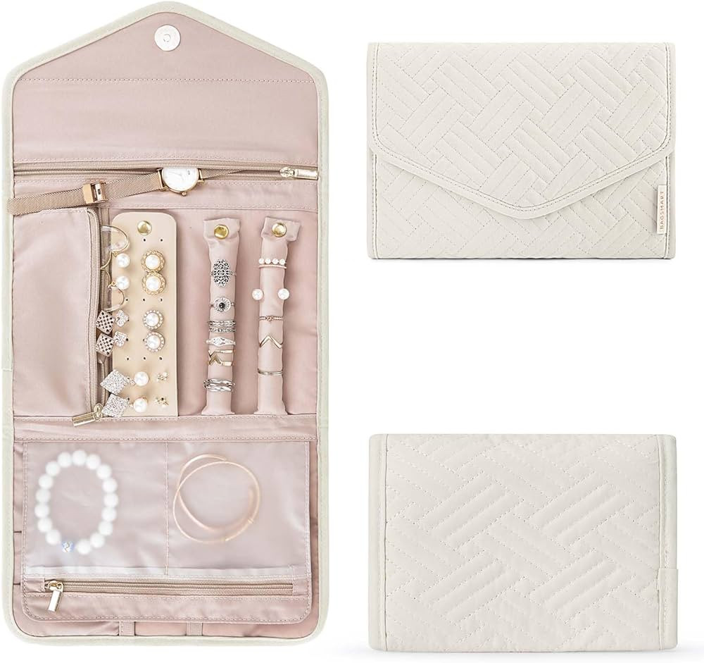 BAGSMART Travel Jewelry Organizer Roll Foldable Jewelry Case for Journey-Rings, Necklaces, Bracel... | Amazon (US)