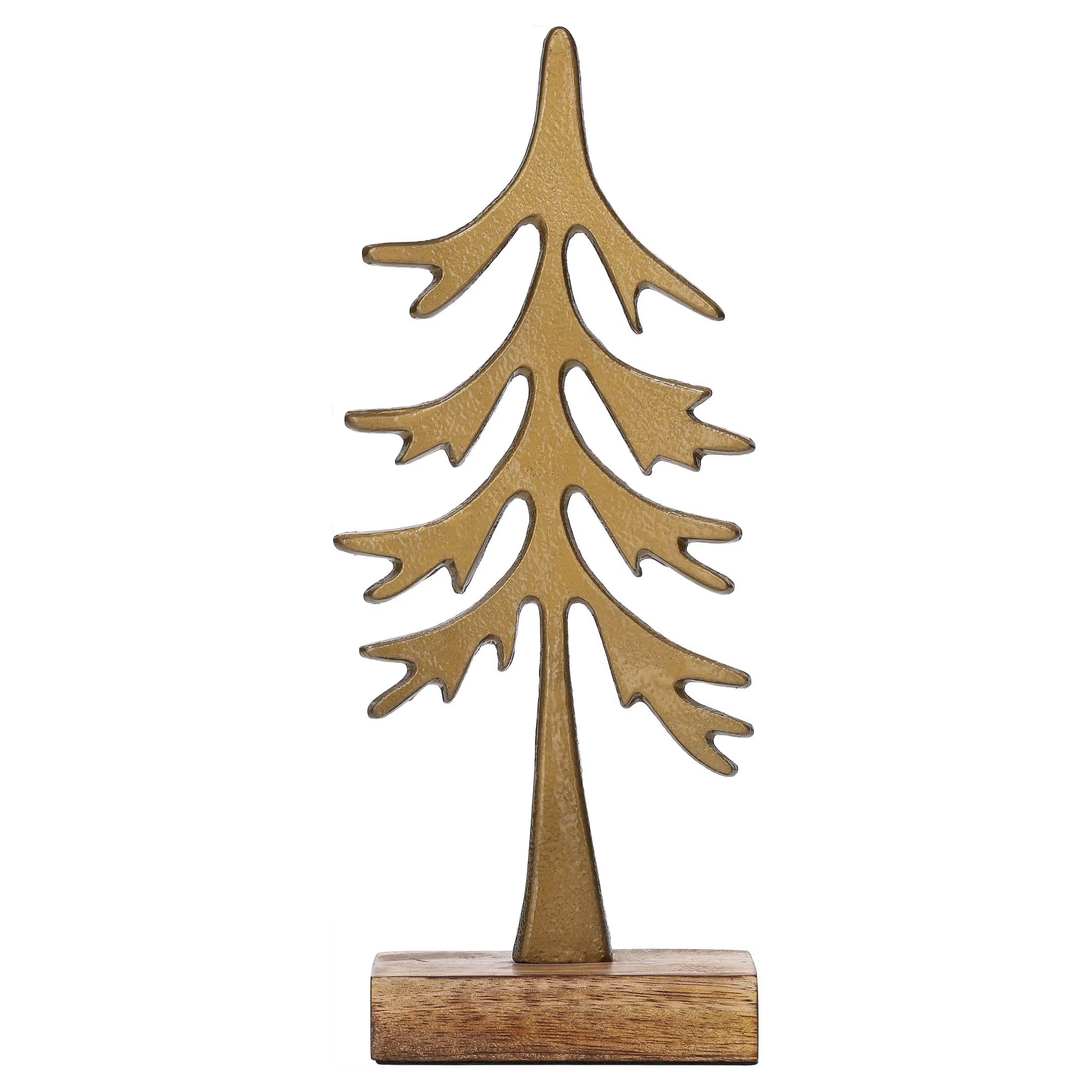 Small Metal Tree Christmas Decoration, Rustic Brass, 11", by Holiday Time | Walmart (US)