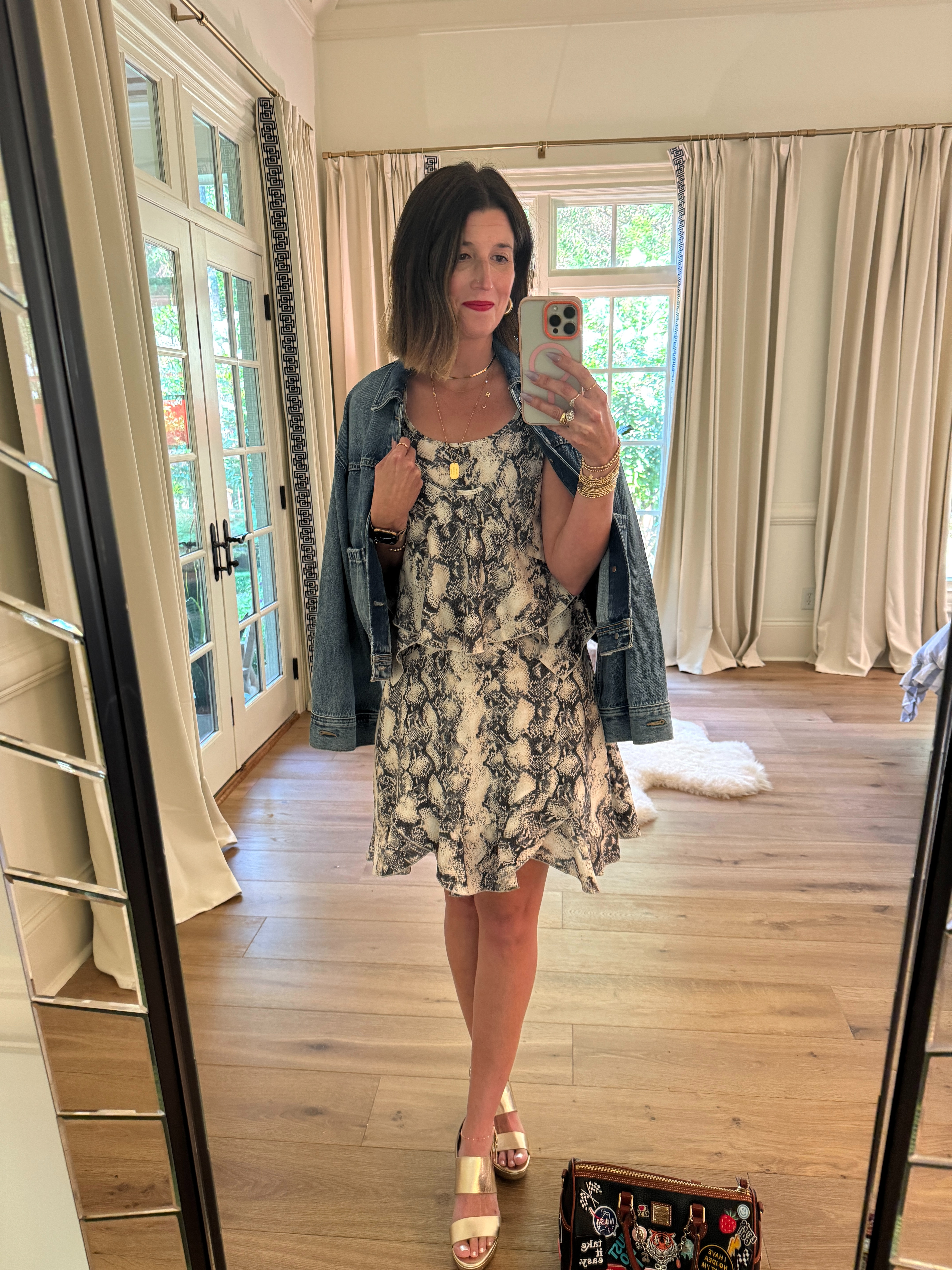 Snakeskin? check.

Jacket with some flair? check.

Shoes to walk a mile in? check.

Purse with more (too much?) flair? check. check. check. (The purse deserves its own post coming soon. I have to show respect where it’s due.)

This is a mostly thrifted outfit, so I don’t have a lot of exacts, but here are similar vibes to inspire you on your own!  

 #LTKootd #LTKmomlife #LTKOver40