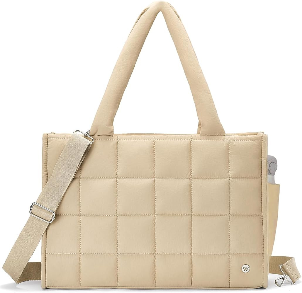 WESTBRONCO Puffer Crossbody bags for Women Puffy Quilted Tote Handbags Nylon Weekender Overnight ... | Amazon (US)