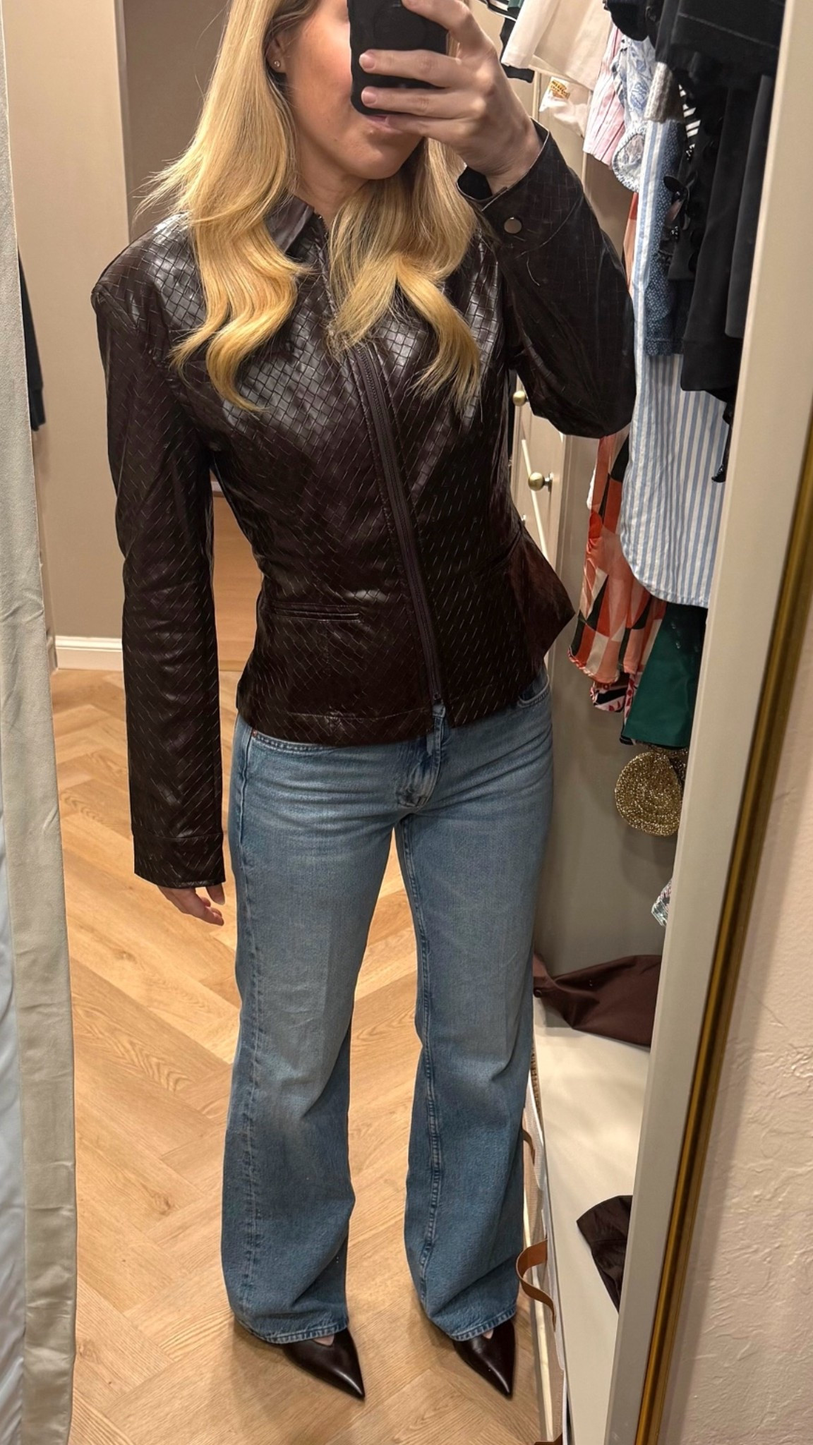 The fit of this jacket is RIDICULOUSLY good. Brand runs SMALL, I’m wearing the size small and fits perfectly 

Jeans fit snug in hips but overall TTS

#LTKdayinmylife #LTKgrwm #LTKootd