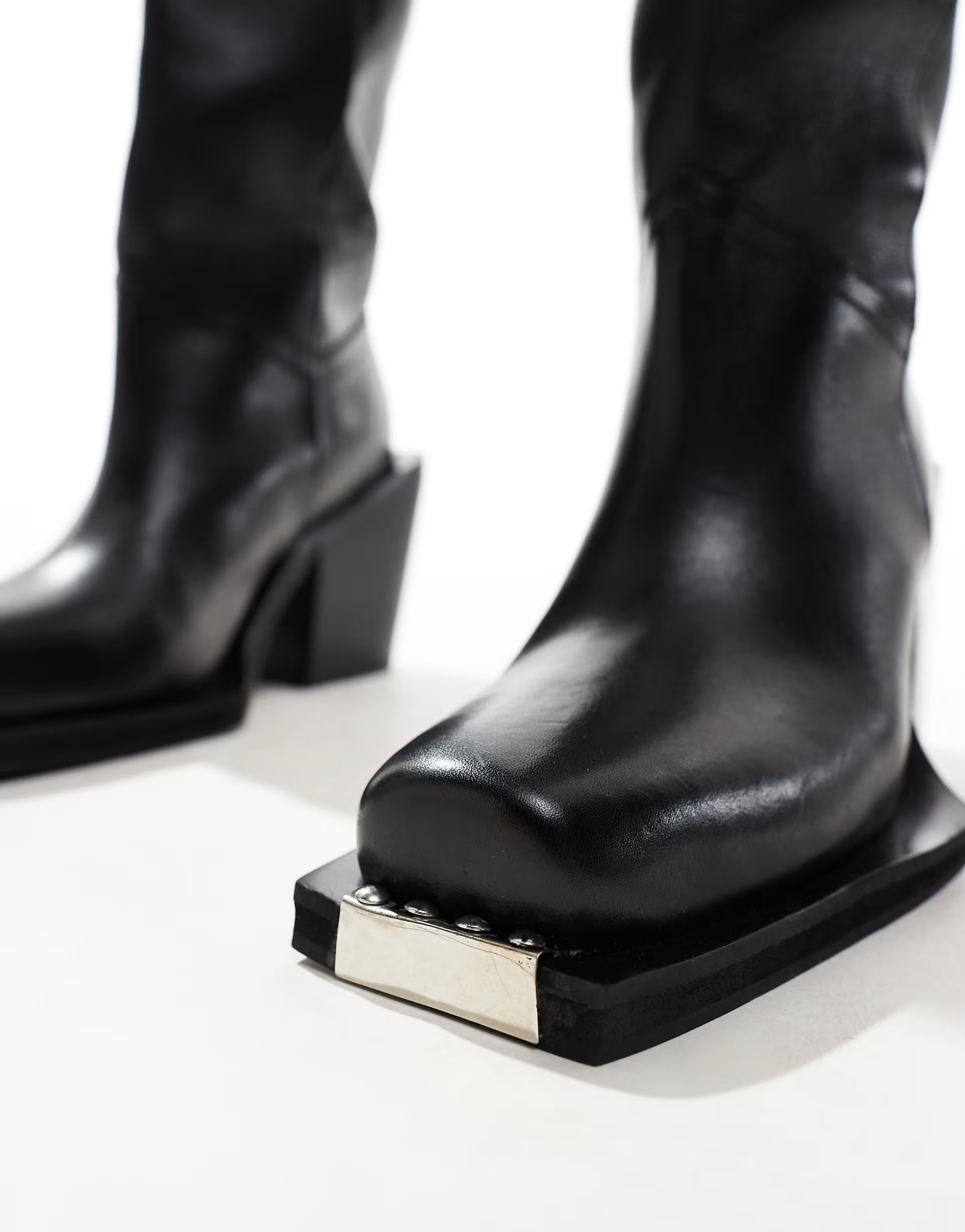 ASOS DESIGN Celia leather western pull on boots in black | ASOS (Global)