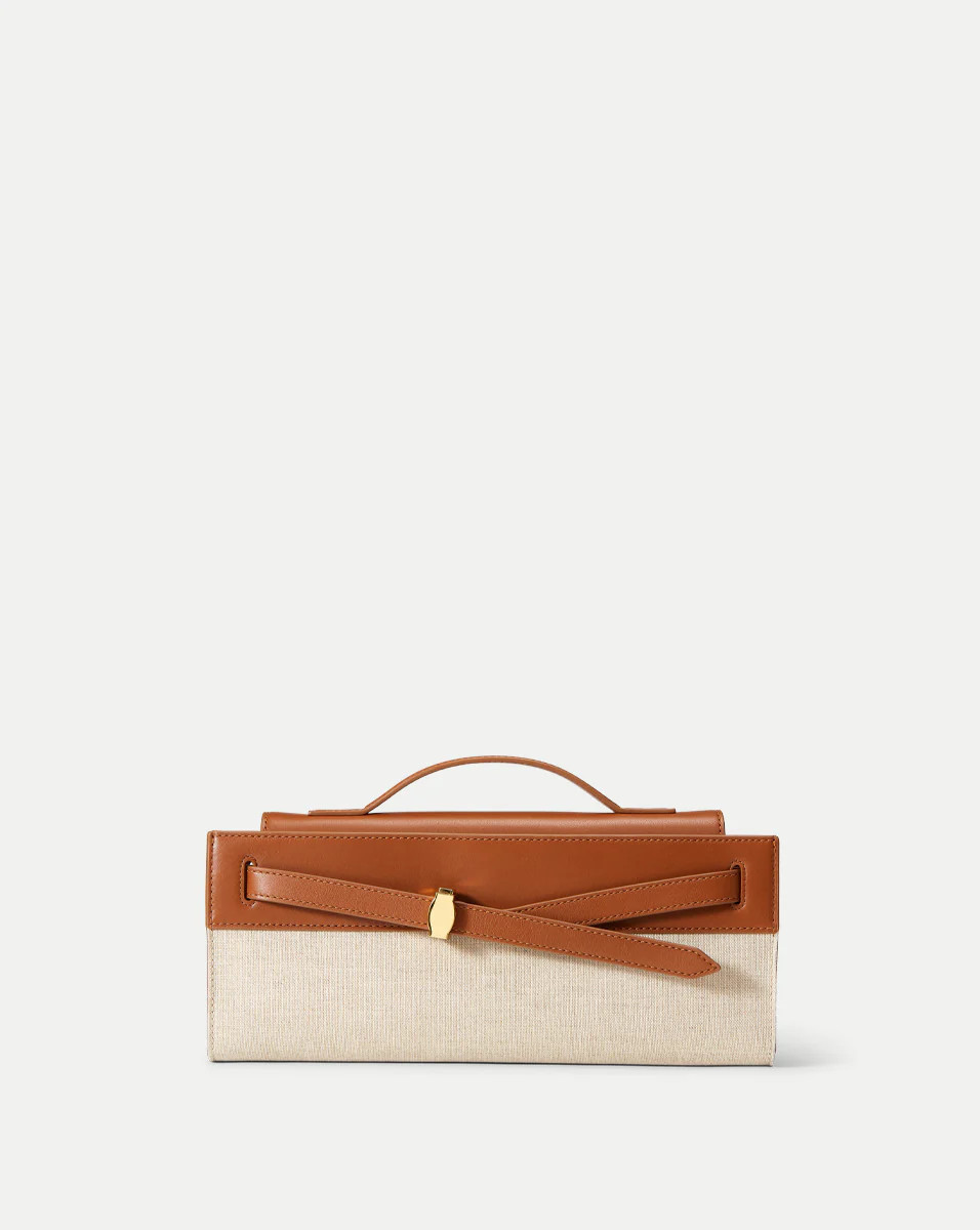 Veronica Beard Canvas Dash Clutch Natural Linen Hazelwood | Veronica Beard