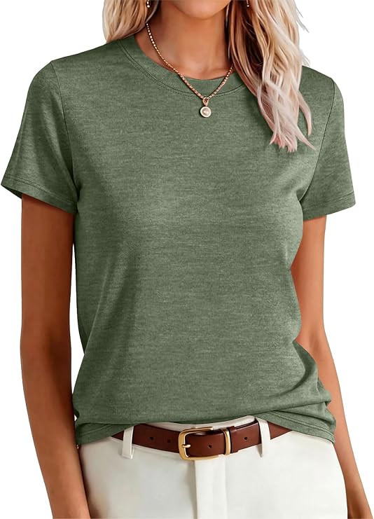 Solid Color Top, Trendy Fashion Clothes, Daily Wear Shirts, Slim Fit Soft T-Shirt | Amazon (US)