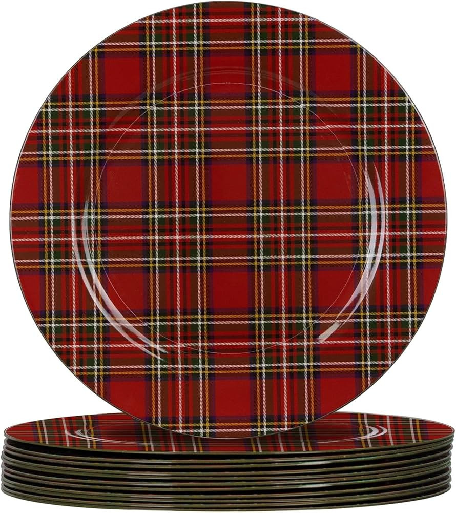 MAONAME 13" Red Charger Plates Set of 12, Plastic Charger for Dinner Plates, Christmas Plate Char... | Amazon (US)