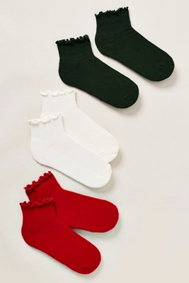 Daily Practice Athletic Ruffle Socks, Set of 3 | Anthropologie (US)