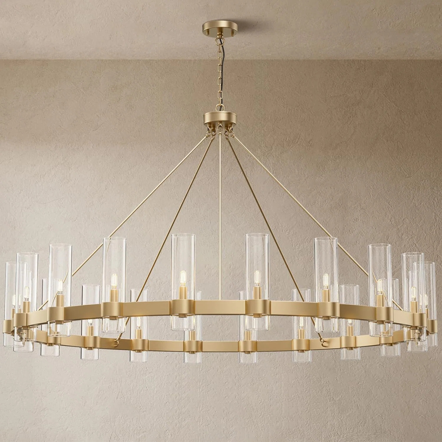 Gracie Oaks Dhreej 20 - Light 60''Glass LED Wagon Wheel Chandelier & Reviews | Wayfair | Wayfair North America