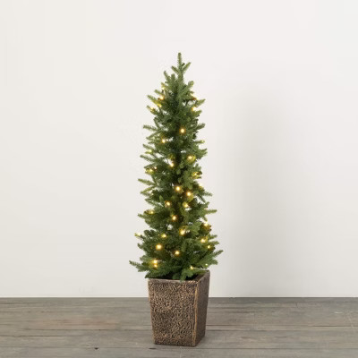 49"H Sullivans Artificial Medium LED Pine Christmas Tree Planter  Green  Indoor Christmas DÃƒÂ... | Target