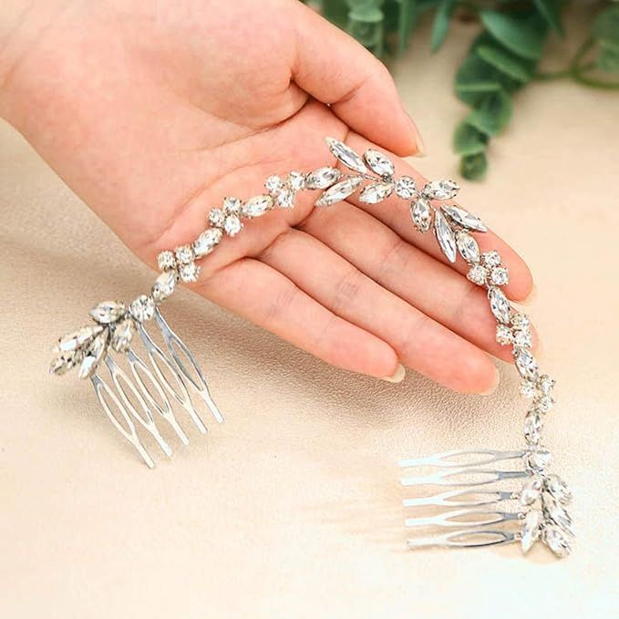 Unicra Wedding Crystal Hair Combs Bridal Headpieces Wedding Hair Accessories for Brides (Silver) | Amazon (US)