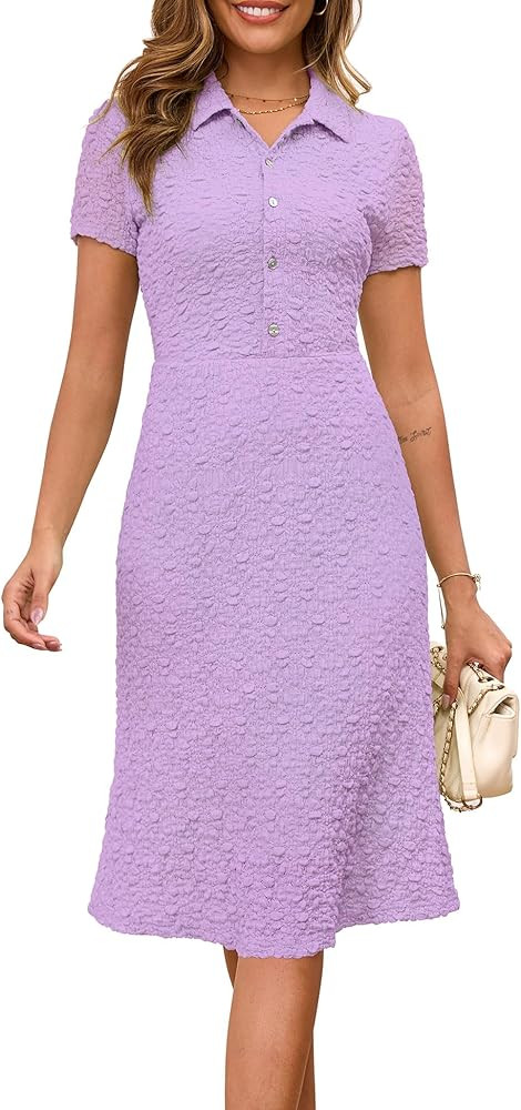 Annebouti Womens 2026 Spring Summer Short Sleeve Elegant Lace Button Down Semi-Formal Work Busine... | Amazon (US)