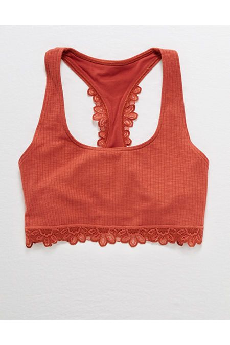 Aerie Cotton Ribbed Racerback Bralette Women's Cinnabar XXS | American Eagle Outfitters (US & CA)