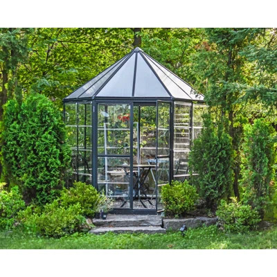 Palram - Canopia Oasis Hexagonal Walk-In Hobby Polycarbonate Aluminum Frame Greenhouse Outdoor Living Structure - Gray | Wayfair North America