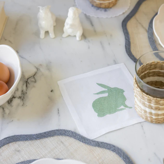 Bunny Linen Coaster Set - Green | Cailini Coastal