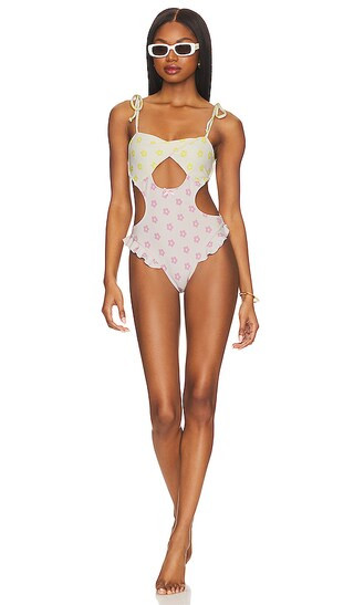 Magdalene One Piece in Yellow & Pink | Revolve Clothing (Global)