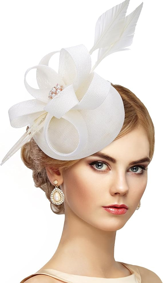Feather Tea Party Hats - Fascinator 2025 Derby Hat 1920s 50s Church Fascinators with Hair Clip fo... | Amazon (US)