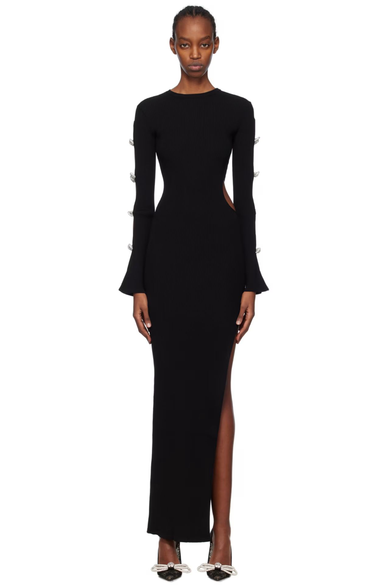 Black Crystal-Cut Maxi Dress | SSENSE