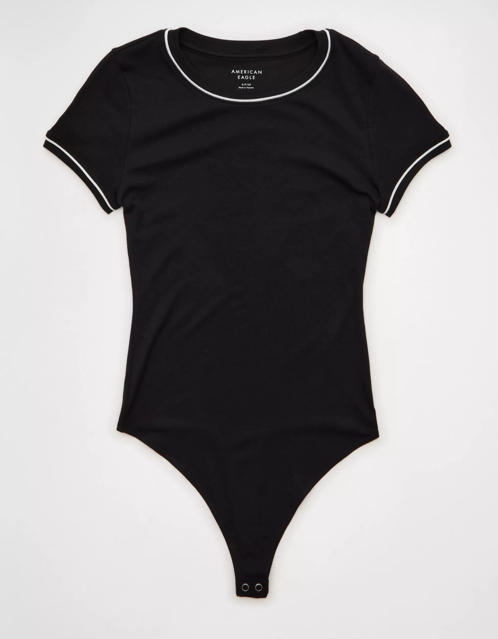 AE Tipped Crew Neck Bodysuit | American Eagle Outfitters (US & CA)