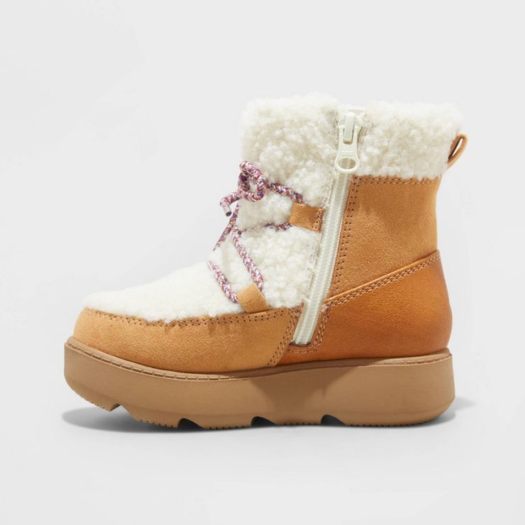 Toddler Girls' Tenley Zipper Winter Shearling Style Boots - Cat & Jack™ Cognac | Target