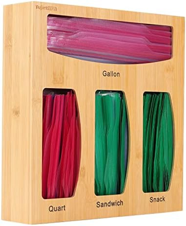 Ziplock Bag Storage Organizer For Kitchen Drawer, Bamboo Baggie Holder, Compatible With Ziploc, S... | Amazon (US)