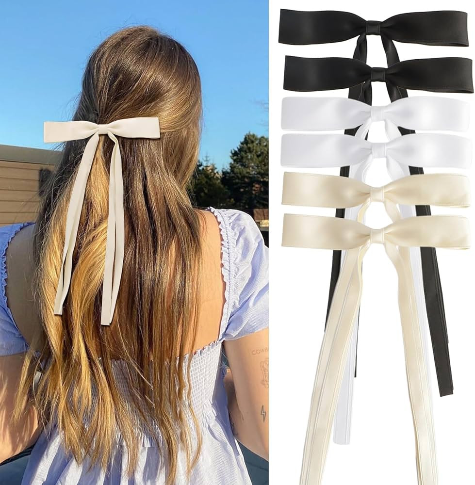 6PCS Hair Ribbons for Women Girls Hair Bows for Thick Thin Hair Tassel Ribbon Bowknot Duckbill Ha... | Amazon (US)