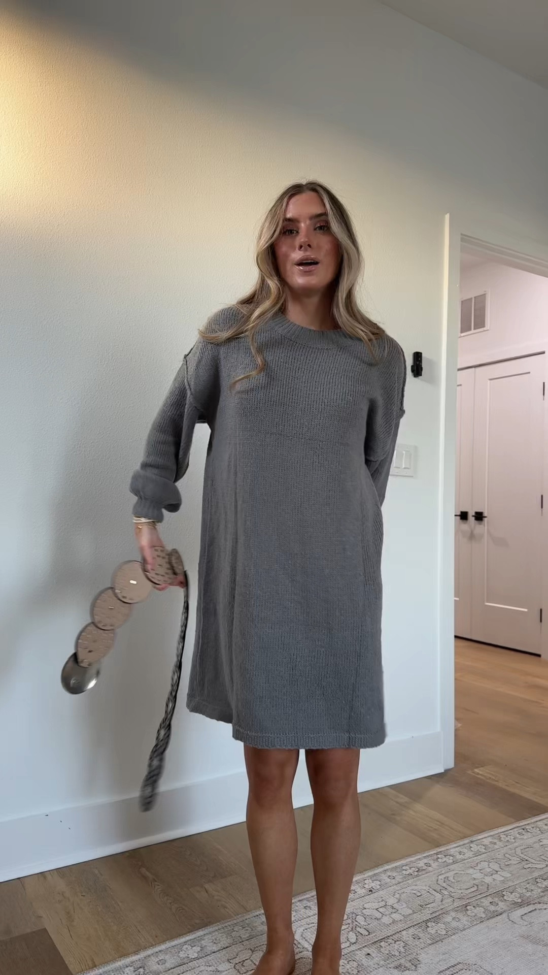 Amazon size small Wenrine Womens Oversized Sweater Dress Casul Puff Long Sleeve Fall Chunky Knit Loose Tunics Pullover Tops. Sweater dress with the Amazon disco belt 

#LTKSaleAlert #LTKFindsUnder50 #LTKSeasonal