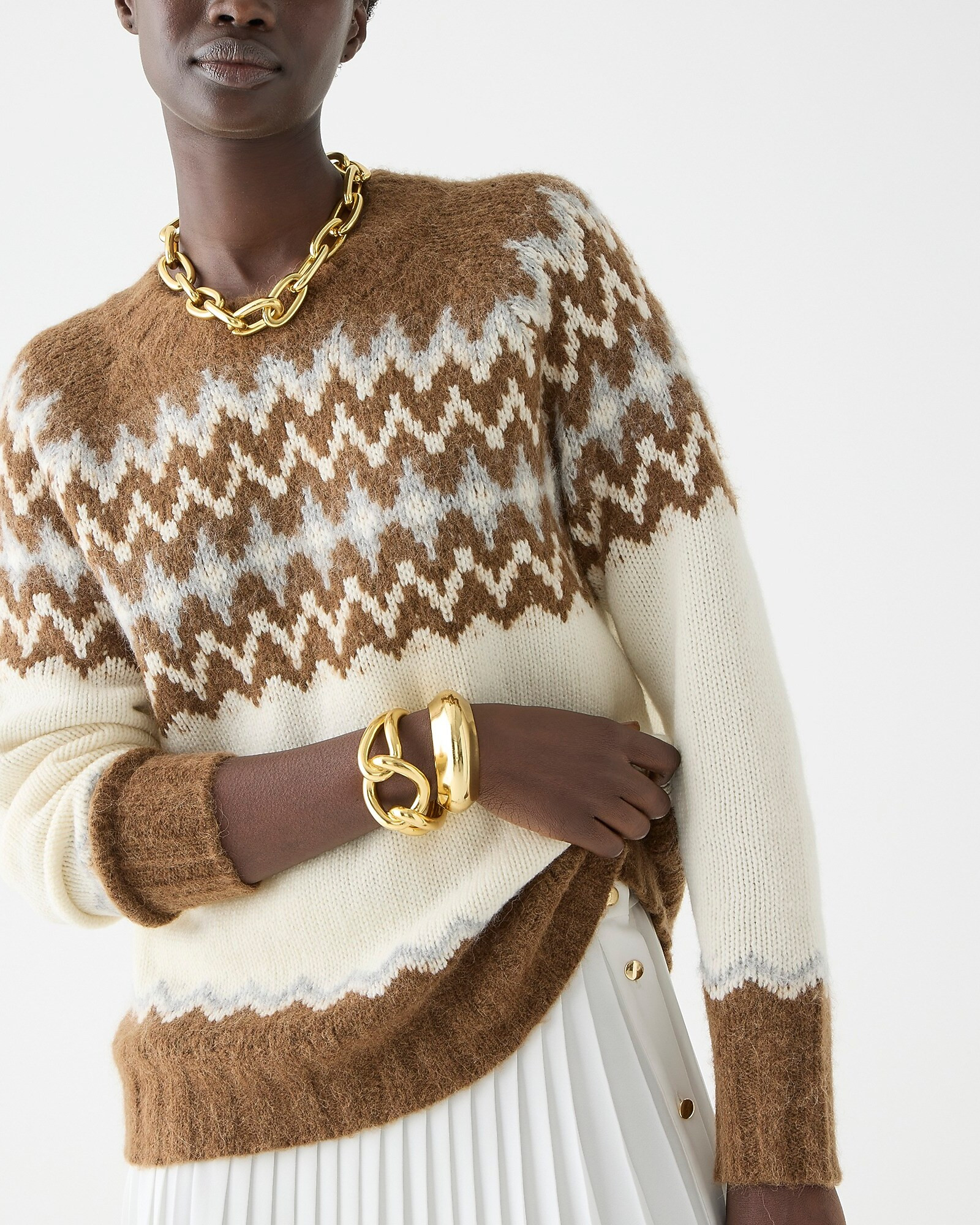Fair Isle crewneck sweater in brushed yarn | J. Crew US