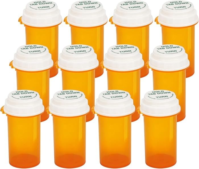 Prescription Reversible Thumb Tab Vials, Medicine Container, Pill Bottle, Prescription Pharmacy V... | Amazon (US)