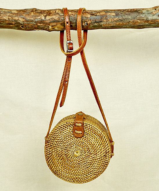 Pink Haley Women's Handbags Natural - Brown Mini Jones Vacay Round Crossbody Bag | Zulily