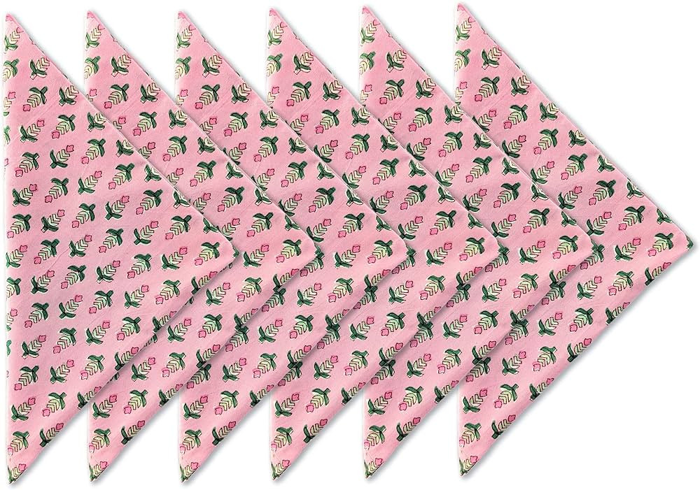 Cotton Print Dinner Napkins 18x18 inches - Washable Cloth Napkins Set of 6 - Everyday Use or Dinn... | Amazon (US)