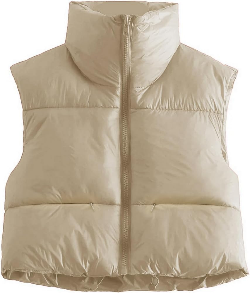 Songling Women's Winter Crop Vest Sleeveless Zip Up Stand Collar Lightweight Puffer Padded Vest | Amazon (US)