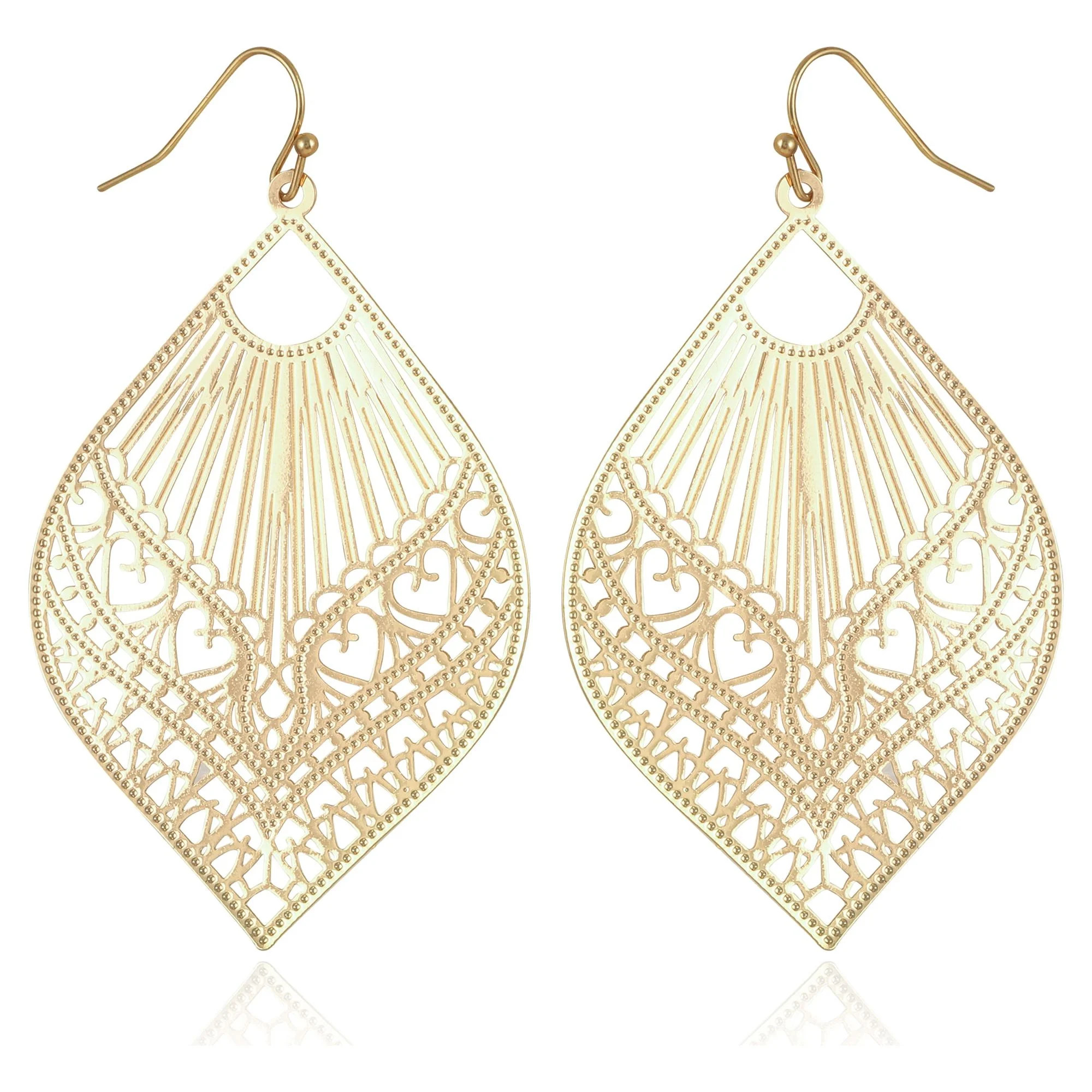 Time and Tru Women's Filagree Metal Boho Fishhook Basic Fashion Earrings | Walmart (US)