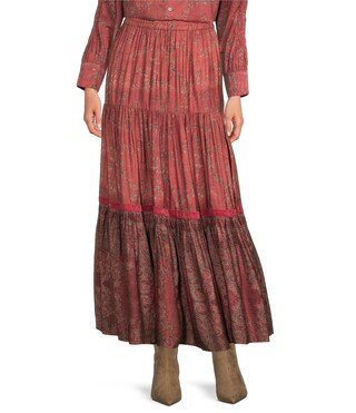 Ro's Garden Frilly Baltistan High Rise A-Line Flounce Maxi Skirt | Dillard's | Dillard's