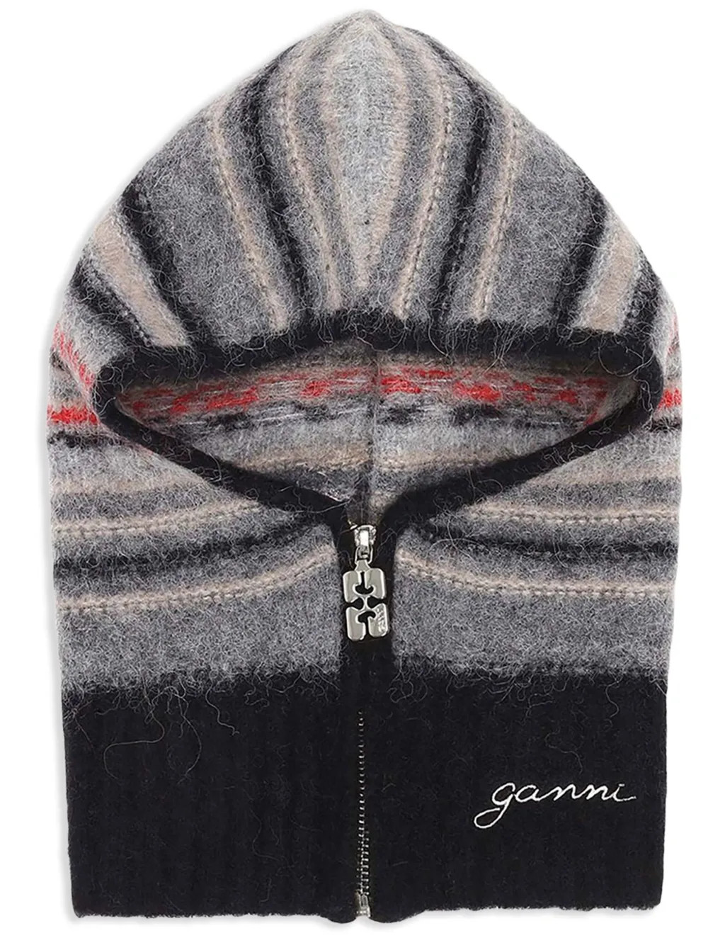 GANNI Striped zip-up Balaclava | Grey | FARFETCH | Farfetch Global