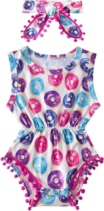 BFUSTYLE Newborn Toddler Baby Girl Floral Bodysuit Romper Summer Casual Outfit + Headband | Amazon (US)