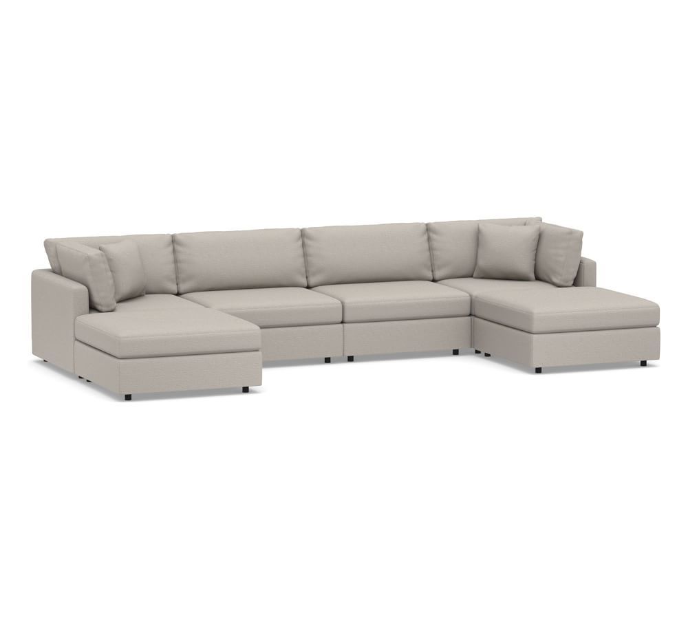 Modular Square Arm Upholstered 6-Piece U-Shaped Sectional | Pottery Barn (US)