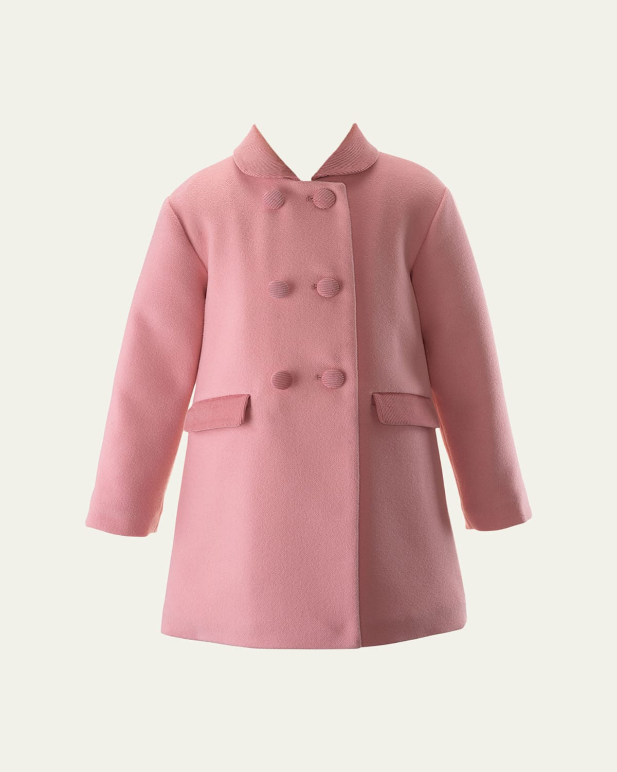 Girl's Velvet Trim Double Breasted Coat, Size 2-10 | Bergdorf Goodman