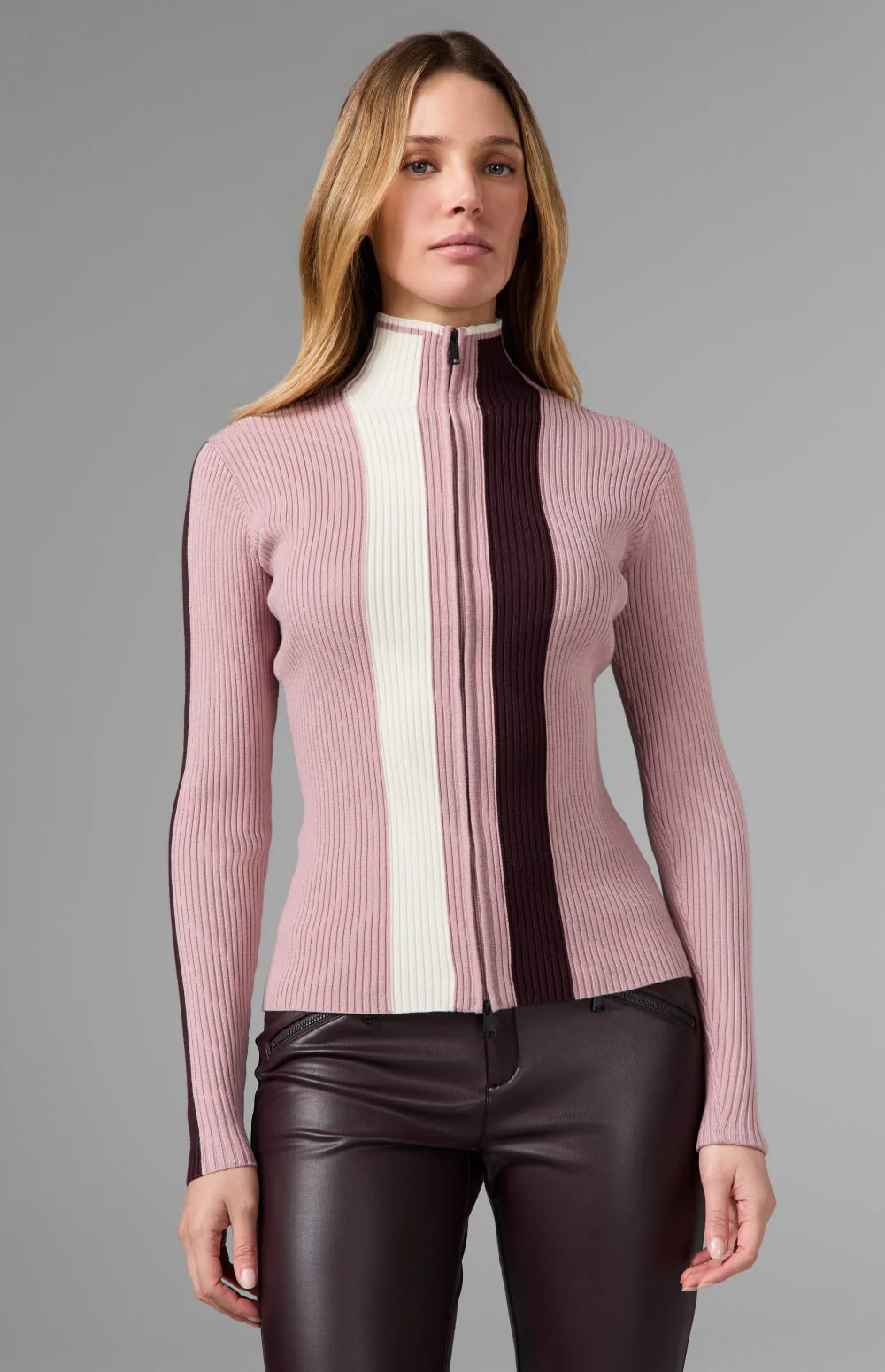 Emily Ribbed Zip Sweater | Smokey Rose | Alp N Rock