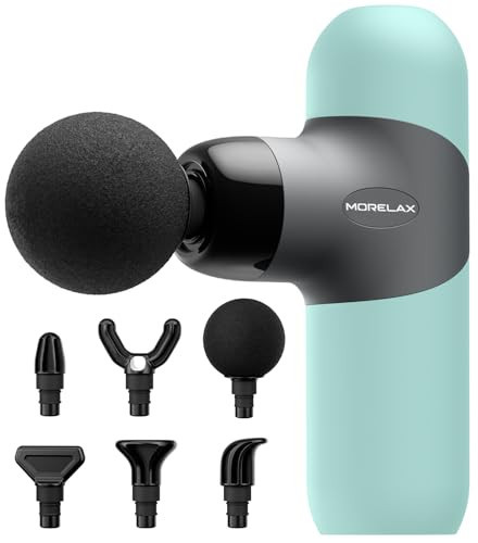 Morelax Mini Massage Gun Portable Deep Tissue Muscle Percussion Massager, Electric Handheld Sport Massager with 6 Massage Heads 4 Speed, Best Gift (Mint) | Amazon (US)