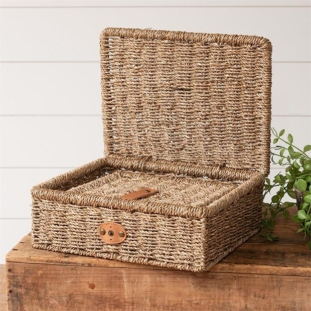Woven Seagrass Storage Box Set of 2 | Antique Farm House