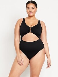 Textured One-Piece Cut-Out Swimsuit | Old Navy (US)