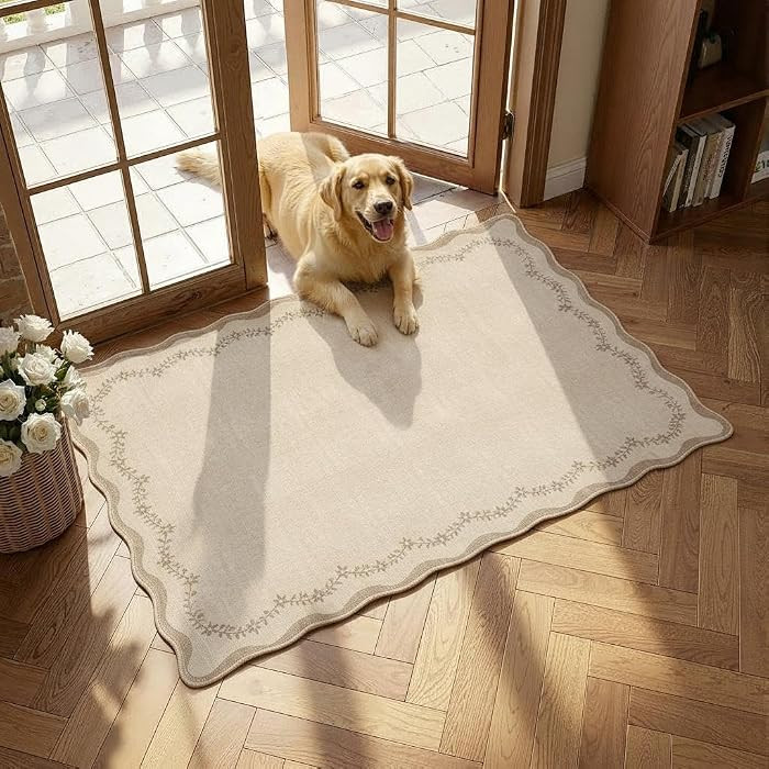 GarveeHome Scalloped Entryway Rug 2x3 Jute Washable Front Door Entry Rug | Amazon (US)