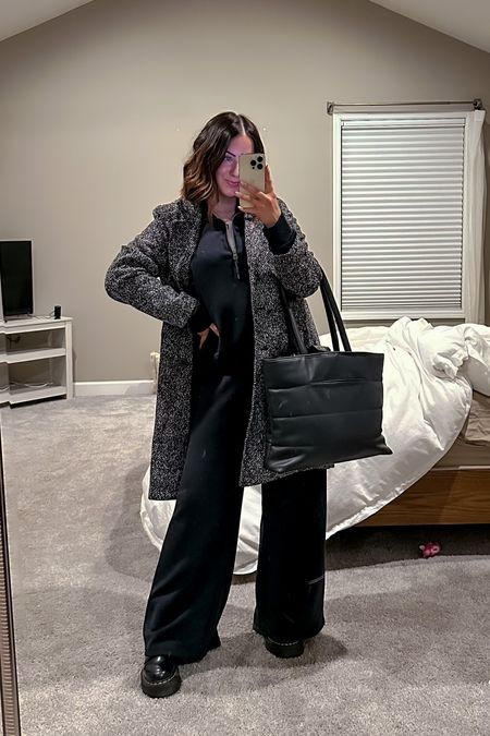 Lounge set on sale with code laurenmxspanx & my jacket is too!! Tote bag is $35 target find! Jewelry code is LOMEYER20 

M in all, petite in jacket, size down in docs 

#winteroutfit #loungewear #loungeset

#LTKsalealert #LTKSeasonal #LTKitbag