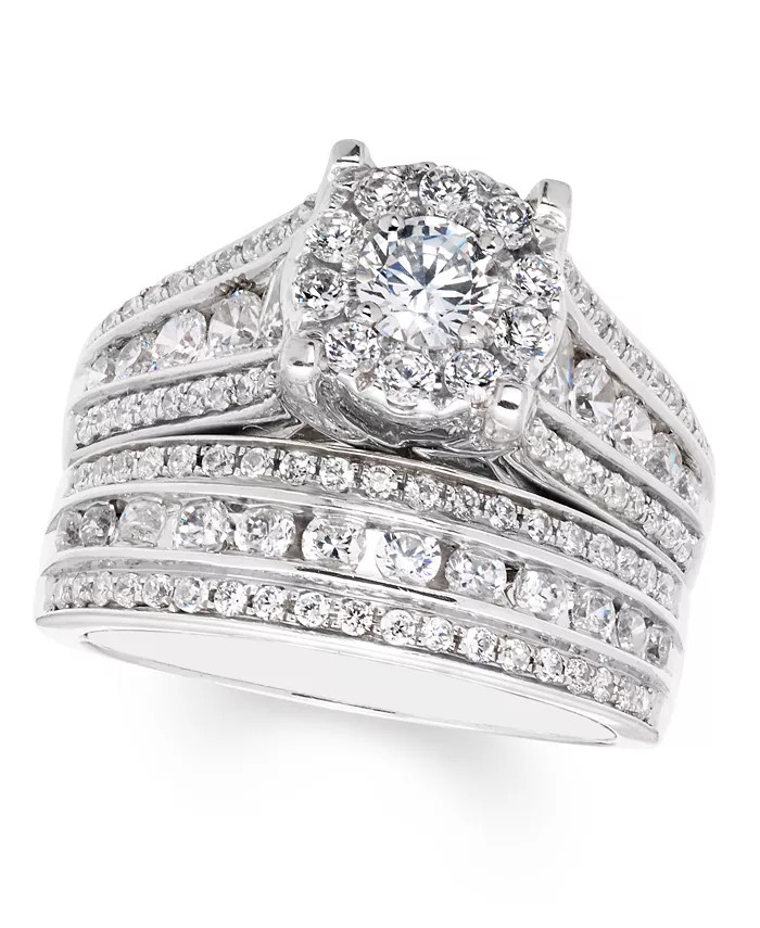 Diamond Halo Bridal Set (2 ct. t.w.) in 14k White Gold | Macys (US)