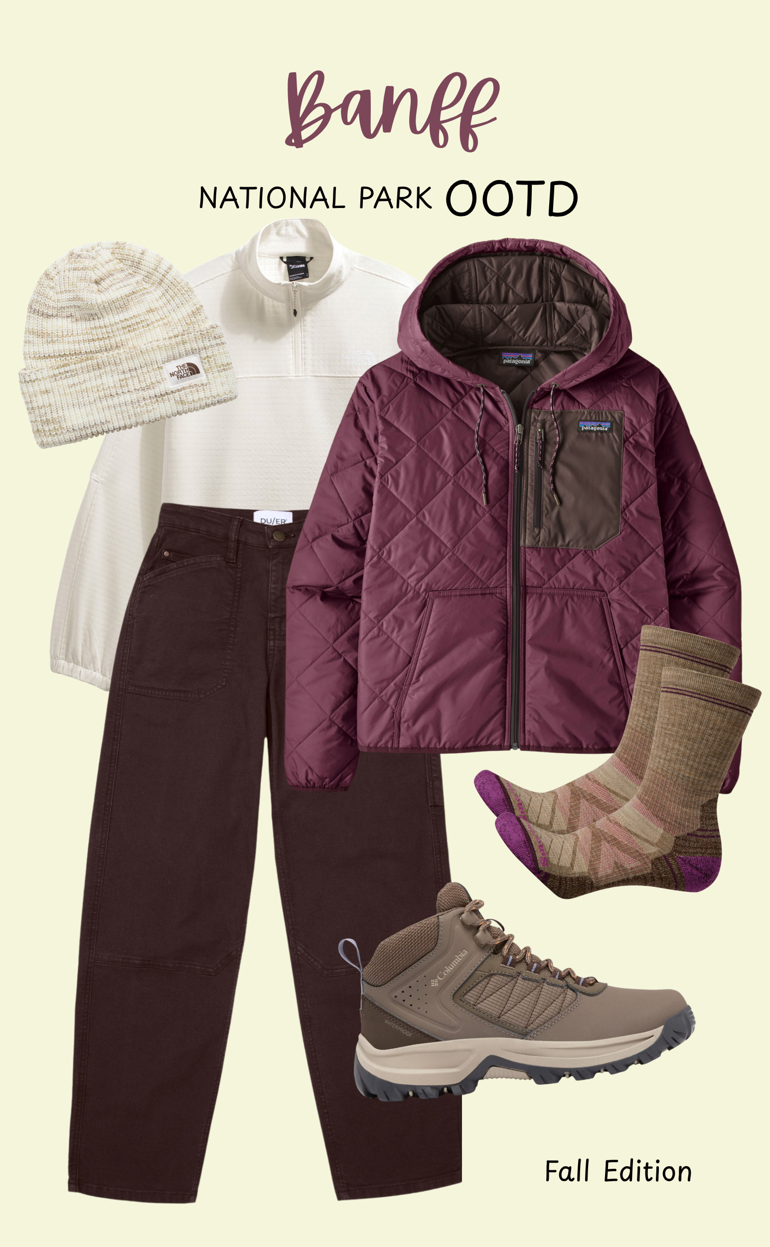 Fall in Banff calls for cozy layers! 🍂🏔️ Loving this burgundy and cream outfit for chilly mornings exploring the national park. Everything is linked!

Banff outfit, fall hiking outfit, national park outfit, fall outdoor outfit, Patagonia jacket, hiking boots, cozy fall outfit, mountain outfit, women's hiking clothes  

 #LTKootd #LTKActive #LTKTravel