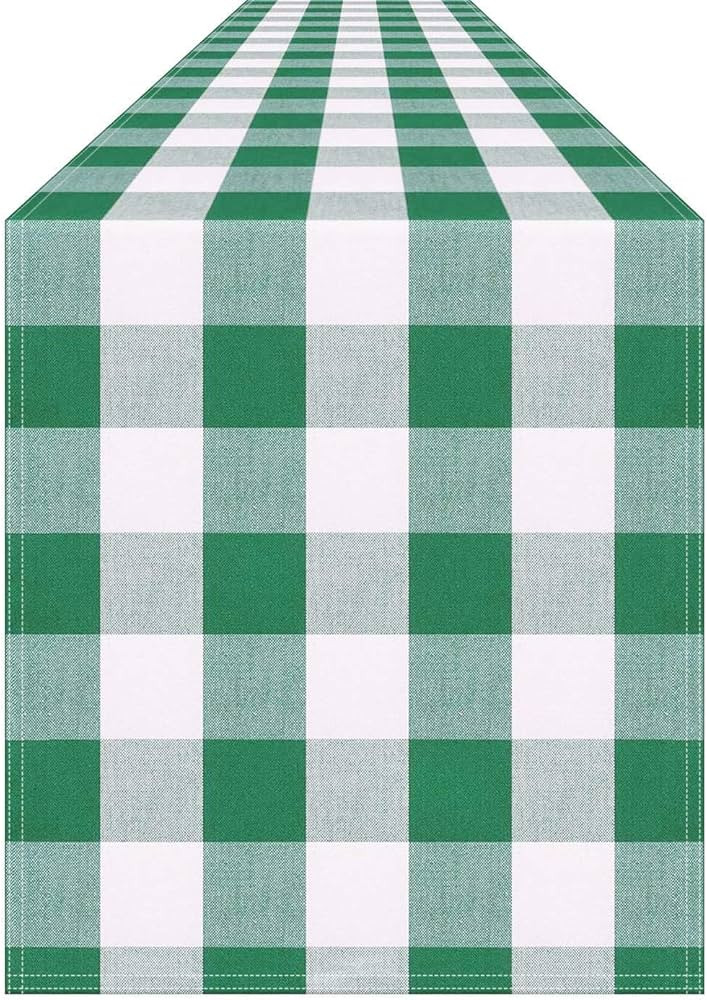 Gingham Table Runner Green and White, 13 x 72 inches Green Buffalo Plaid Table Cloth for Farmhous... | Amazon (US)