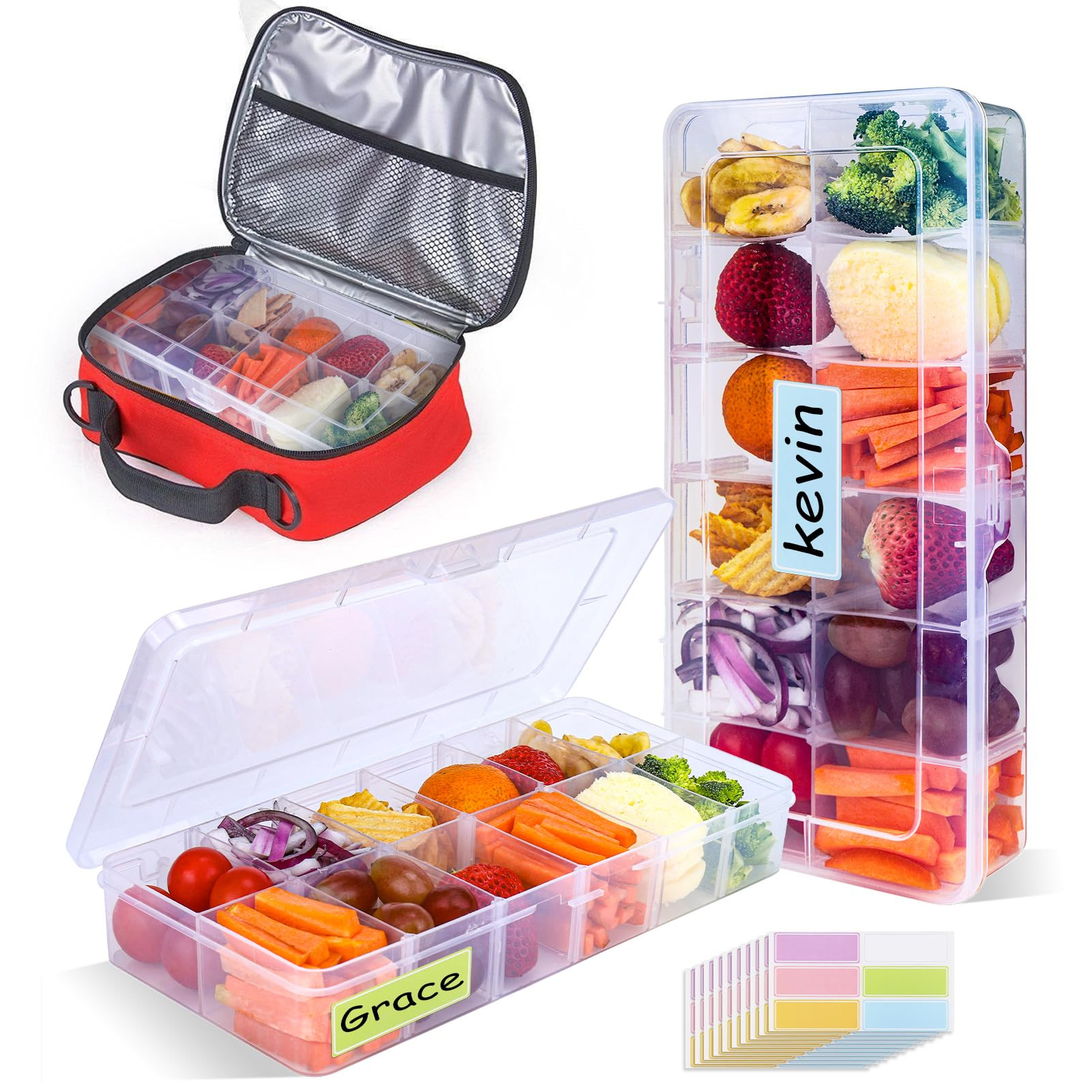 XANGNIER Snack Box Container for Kids Lunch Accessories,Divided Snackle Box Charcuterie Container... | Amazon (US)