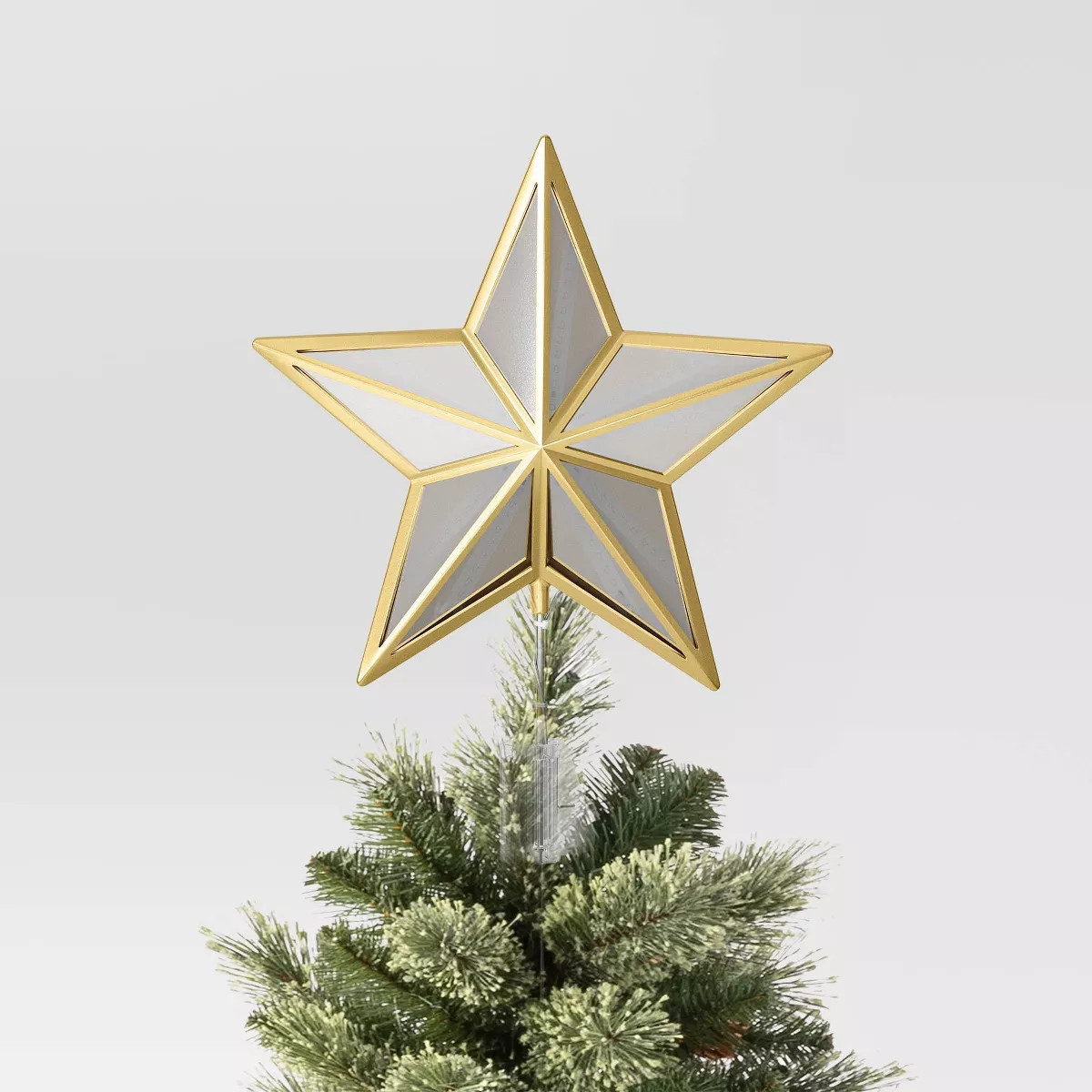 12.25" Warm White Lights Faceted Star Christmas Tree Topper Gold - Wondershop™ | Target