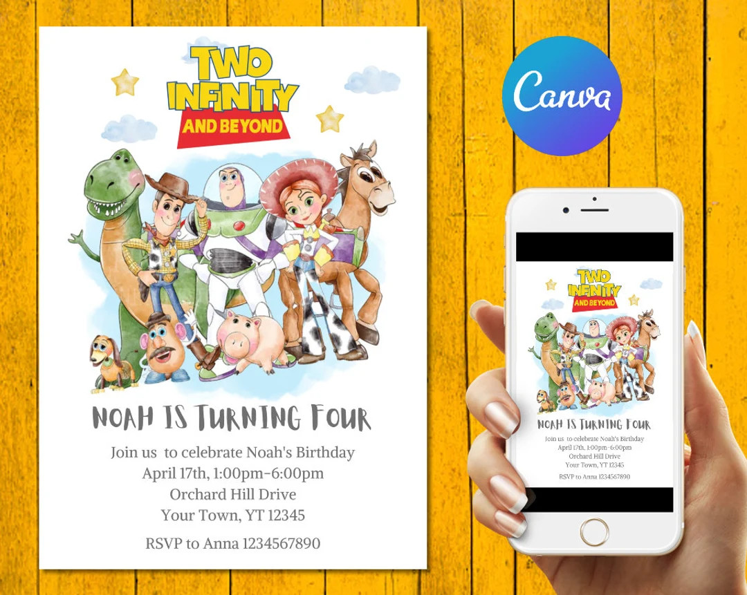 Two Infinity and Beyond Birthday Invitation | Template Printable Party Invite | Digital Editable ... | Etsy (US)