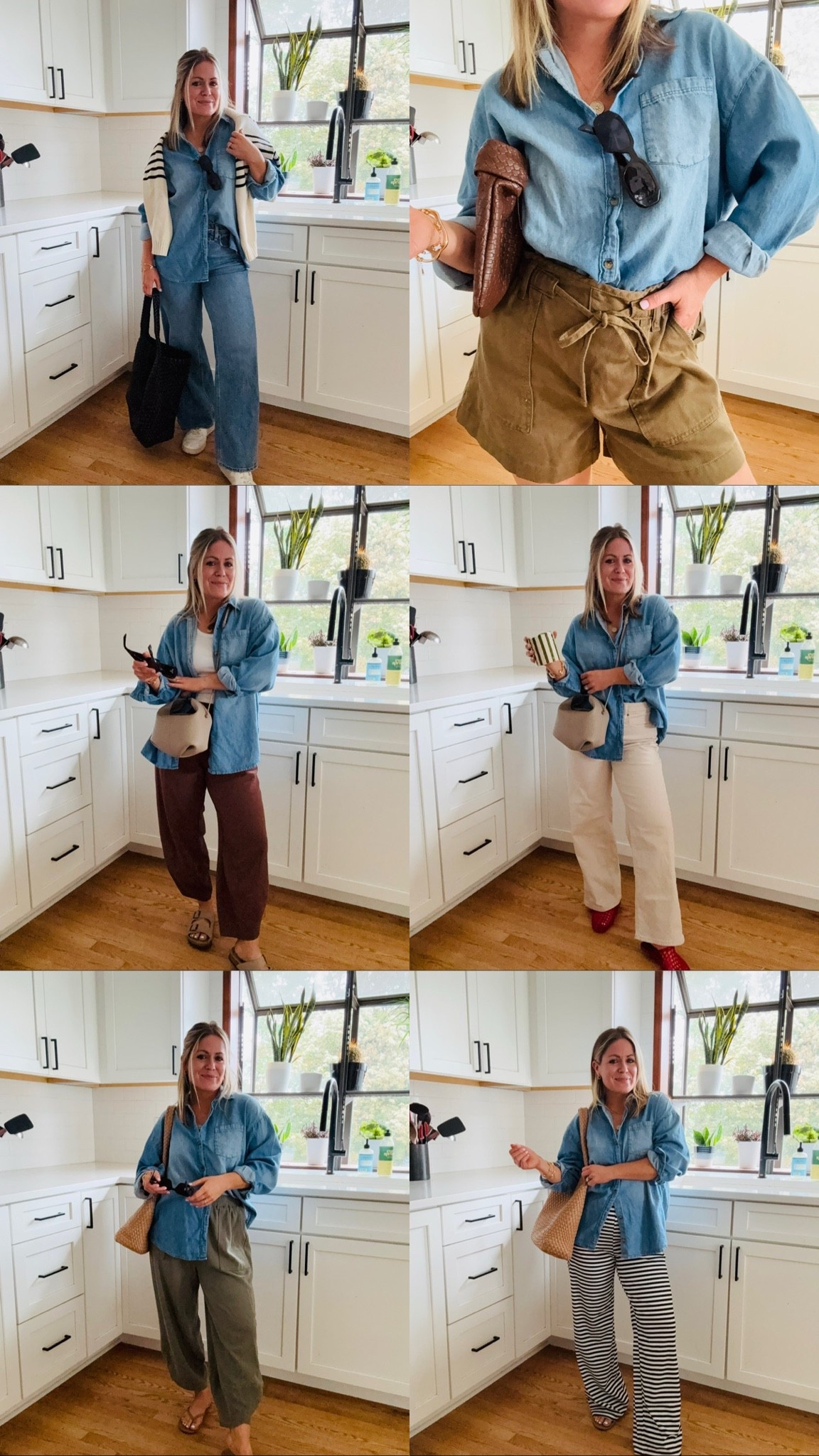Old Navy denim button down styled 6 ways for spring & summer! Wearing an XS - runs oversized.

#LTKootd #LTKSaleAlert #LTKPetite