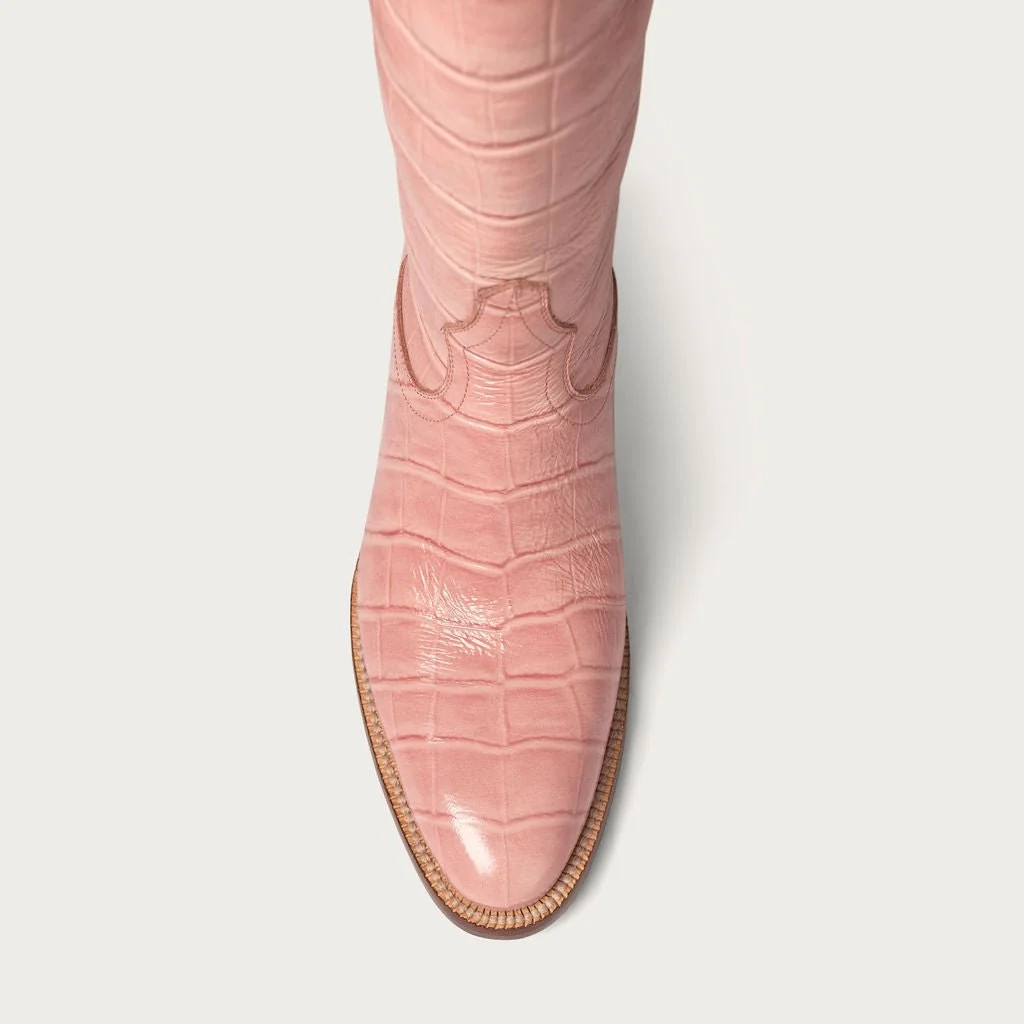 The Soho Boot Pink Croc Extended | CITY Boots